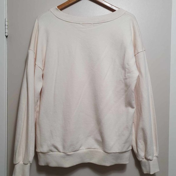 Oak + Fort Women’s Cream V Neck Sweatshirt - S - Picture 3 of 4